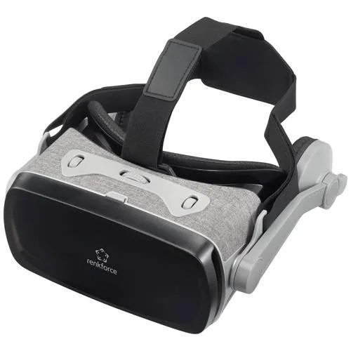 Renkforce RF-VRG-300 Virtual Reality Brille Schwarz-Grau - VR-Brille für 360°-Rundumblick, erleben Sie eindrucksvolle 3D-Welten und Filme direkt mit Ihrem Smartphone.