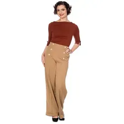 Banned Marlene-Hose Retro Adventures Ahead Tan Braun Vintage Trousers 40er Jahre Stil braun S