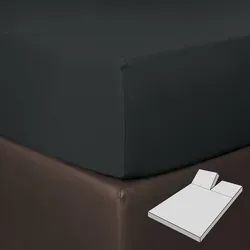 BettwarenShop Boxspring Split Spannbetttuch 140x200 - 160x220 cm | Schwarz - Hochwertiges Spannbetttuch für Boxspringbetten mit verstellbarem Kopfteil. Aus 97% Baumwolle, pilling- und bügelfrei, bietet es eine hervorragende Passform und bleibt bis 60°C waschbar.