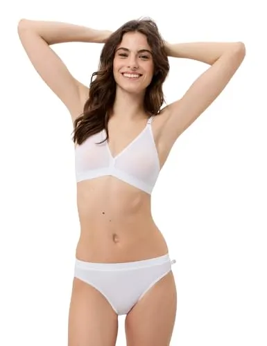 BeeDees Damen Soft-BH Microfun N weiß | 95B - Bequemer Soft-BH ohne Bügel mit leicht transparentem Material und stabilisierendem Elastikbund. Ideal für den täglichen Komfort und perfekte Passform.