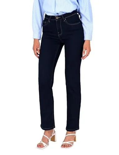 ESRA Straight Leg Jeans Damen High Waist - Hochwertige Stretch Jeans für Damen, ideal für jeden Anlass. Hoher Bund und gerades Bein sorgen für optimalen Tragekomfort und eine perfekte Passform, auch in Übergrößen.
