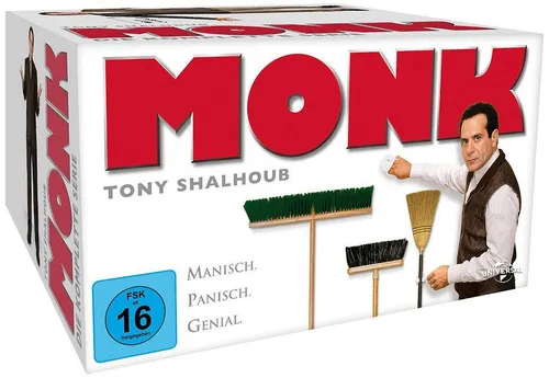 Monk - Staffel 1-8 - Gesamtbox [32 DVDs] - Komplette Box der Kultserie über den genialen Detektiv Adrian Monk, ideal für Krimi-Fans und Serienliebhaber.