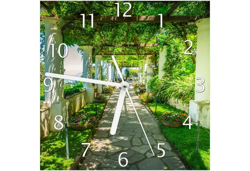 Wallario Wanduhr Blühende Pergola (Glasuhr)