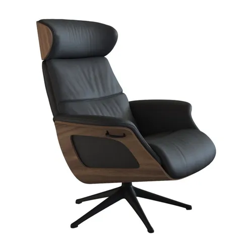 FLEXLUX Clement Relaxstuhl - Bequemer Polstersessel in Schwarz - Sessel mit manuell verstellbarer Rückenlehne und Kopfstütze für optimalen Komfort. Aus 100% Echtleder gefertigt und mit patentierten Airchannels für verbessertes Sitzklima.
