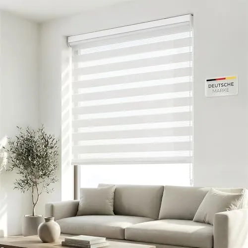 Victoria M. Doppelrollo Duo-Rollo Lichtdurchlässig & Verdunkelnd 160 x 230cm, Weiß - Vielseitiger Sonnenschutz für Fenster & Türen: Das Doppelrollo vereint stilvolle Gestaltung mit hochwertigem Schutz. Montagefertig geliefert, passt es sich nahtlos in jede Einrichtung ein und bleibt dank UV-Stabilität farbintensiv.