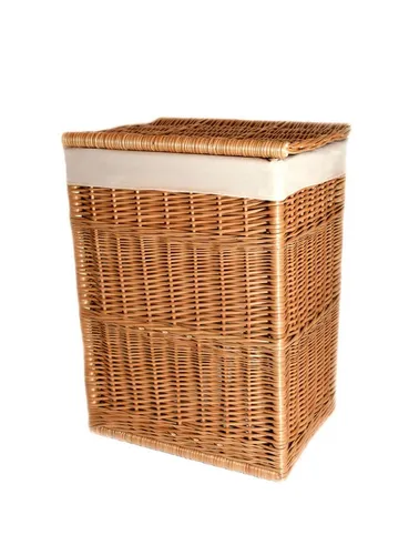 MyBer® Wäschekorb Weidenkorb Wäschebehälter Handtücherkorb Bad Korb aus Weide (Set, 2 St., Wäschebox mit beige Stoffeinlage), braun Breite Oben 48cm Unten 42cm H 56cm T37cm K4-212-SWB