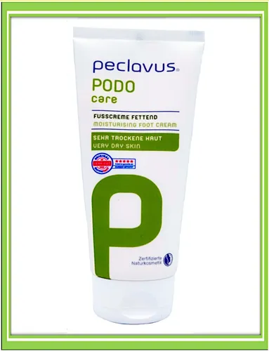 Peclavus PODOcare Fußcreme Fettend 100ml - Fußcreme & Balsam für trockene Haut, mit Glycerin und Menthol für optimale Hydratation und erfrischende Pflege. Ideal für gesunde Beine und Füße.