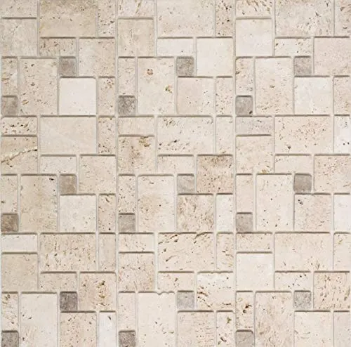 selbst"kle"bende Mosaikfliese Travertin Naturstein beige Travertin beige MOS200-4CM14