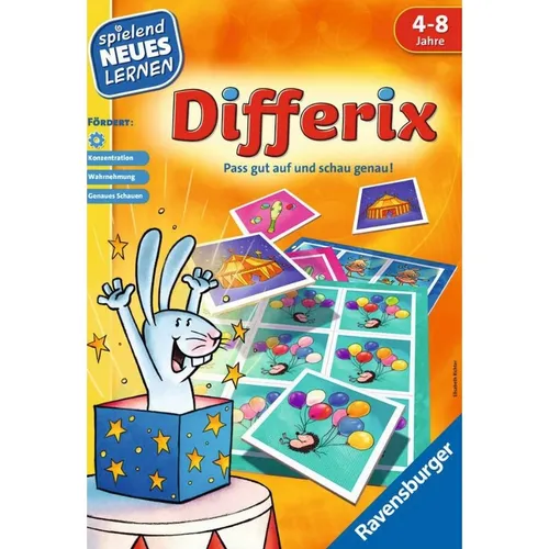 Ravensburger 24930 - Differix Lernspiel für Kinder 4-8 Jahre, fördert Konzentration und Wahrnehmung, ideal für 1-4 Spieler