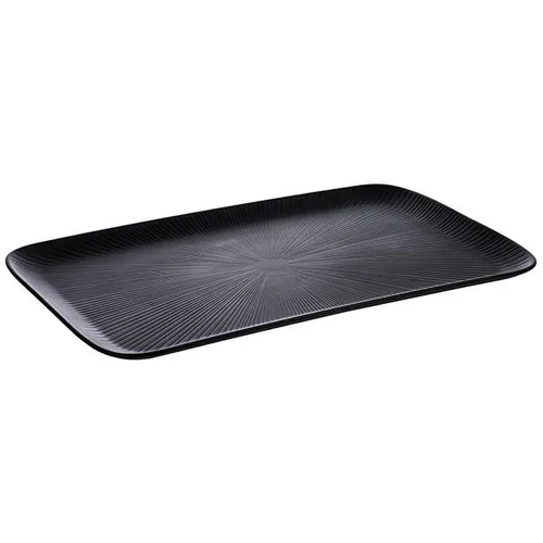 GN 1/1 Serviertablett Serie NERO aus Melamin, Farbe Schwarz - Rechteckiges Tablett aus hochwertigem Melamin mit schmalem Rand, ideal für stilvolle Präsentationen in Gastronomie oder Catering.