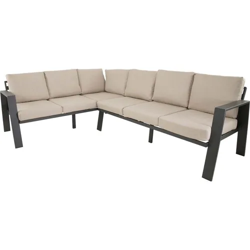 Lesli Living Gartenlounge-Set Estoril 213x276 cm - Modernes DINING-Eck-Lounge-Set Estoril für stilvolle Outdoor-Bereiche. Robuster Aluminiumrahmen in Matt-Anthrazit und bequeme, witterungsbeständige Polster sorgen für höchsten Komfort und Langlebigkeit.