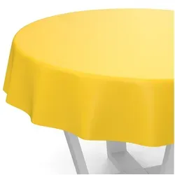 ANRO Tischdecke abwaschbar Wachstuch-Tischdecke Gartentischdecke (Einzelstück 1-tlg), wasserabweisend Einfarbig Gelb Breite 140cm gelb Rund | Ø 140 cm x 140 cm x 140 cm x 0.2 mm