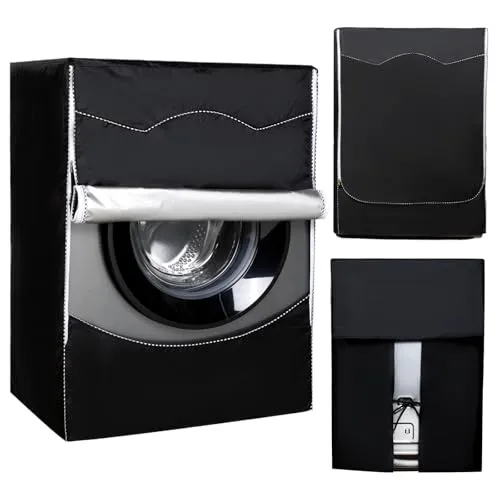 Cozary Waschmaschine Abdeckung Wasserdicht, 420D Oxford Waschmaschinenbezug mit Reißverschluss, UV-Schutz Staubdicht Wasserdicht Abdeckung für Waschmaschine und Trockner 60x65x85 cm