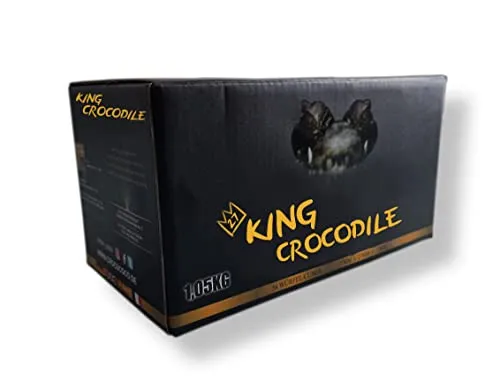 King Crocodile Kokosnuss Kohle mit Langer Brenndauer I 27x27mm Nachhaltige Naturkohle I wenig Asche I geringer Rauchentwicklung I Grillkohle I Kohle Würfel in Premium Qualität (Consumer, 3kg)