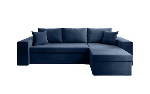 Luxusbetten24 Schlafsofa Designer Sofa Denver, Blau mit Stauraum - Sofa mit Schlaffunktion und modernem Samtbezug, ideal für stilvolle Wohnräume und platzsparend durch integrierten Stauraum.