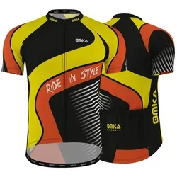 OMKA Radtrikot ME-3014 Schwarz/Gelb Herren Racing Performance - Hochwertiges Herren-Radtrikot in Schwarz/Gelb, ideal für sportliche Aktivitäten. Atmungsaktives Material sorgt für optimalen Komfort während der Fahrt.