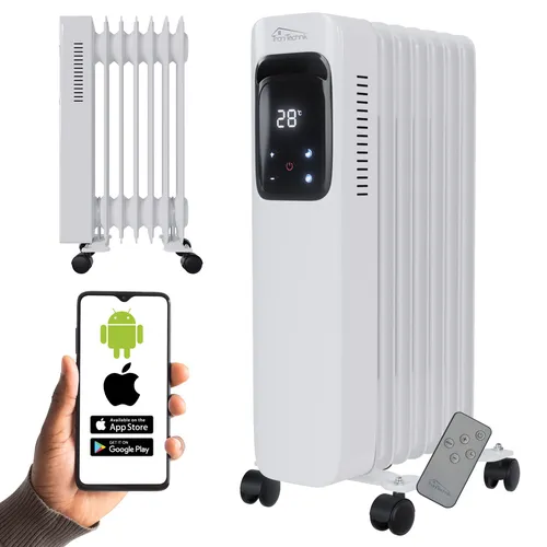 TroniTechnik® Ölradiator Elektroheizung TT-OR 307 - Elektroheizungen mit 7 Rippen und 1500 Watt, WiFi-Steuerung über Tuya App für maximalen Komfort und individuelle Heizzeiten.