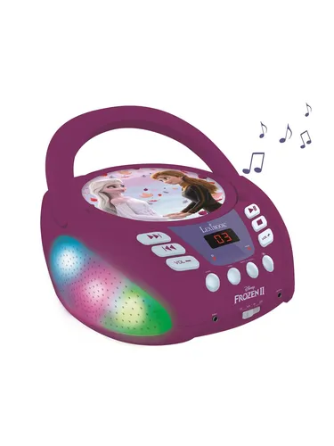 Lexibook RCD109FZ Disney Frozen 2 Bluetooth CD Player - Transportabler CD-Player für Kinder mit mehrfarbigen Lichteffekten und Bluetooth 5.0, ideal für Karaoke-Spaß mit Anna und Elsa!