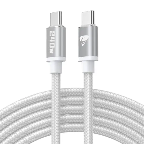 USB C auf USB C Kabel 240W USB C Kabel PD Schnellladekabel Nylon USB Typ C Ladekabel für iPhone 16 15 Pro Max, Samsung S24 S23 S22 S21, iPad Pro, MacBook Pro/Air, Pixel 7, Switch