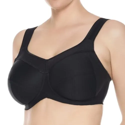 Ulla Dessous - Kate Sport-BH (90 E Schwarz) - Funktionsunterwäsche mit viergeteilten Cups für perfekten Sitz und optimaler Stabilität durch seitliche Blenden. Atmungsaktives Material sorgt für hohen Tragekomfort, auch bei intensiven Aktivitäten.