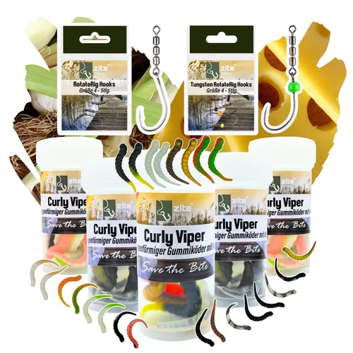 Gummiköder Forelle Curly Viper UL Starterset mit Rotorhaken - Köderset für Spinnfischen auf Forelle, inklusive Curly Viper UL Gummiköder und Rotorhaken – ideal für erfolgreiche Angelausflüge.