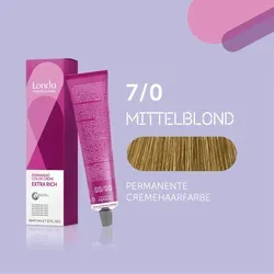 Londa Professional Permanente Cremehaarfarbe 7 0 - Mittelblond, reichhaltige Pflegeformel mit brillanten Glanz und einfacher Anwendung