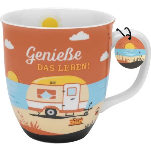 Sheepworld Tasse Genieße das Leben Camper Wohnwagen Kaffeetasse Henkelbecher