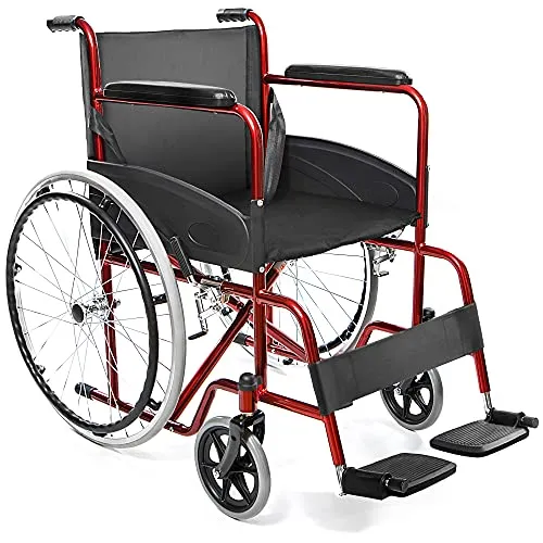 AIESI® AGILA BASIC Rollstuhl - Faltbar und leicht selbstfahrend - Faltbarer Rollstuhl für Menschen mit eingeschränkter Mobilität, ausgestattet mit Sicherheitsgurt und bequemen Armlehnen. Ideal für Senioren und Behinderte, mit 24 Monaten Garantie.