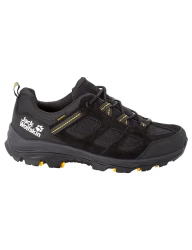Jack Wolfskin Herren Vojo 3 Texapore Low M Outdoorschuhe Gr. 45 - Wanderschuhe in schwarz mit burly yellow Akzenten, wasserdicht und ideal für jedes Outdoor-Abenteuer.