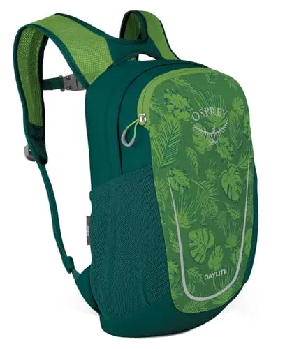 Osprey Daylite Kids Leafy Green O/S - Wanderrucksack für Kinder mit zwei Mesh-Fächern, Tragegriff und Brustgurtschnalle. Ideal für Abenteuer in der Natur und kompatibel mit Hydraulics Trinkblase.