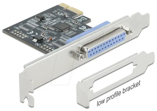 DELOCK 90500 - 1 Port DB25 PCIe Karte - Controller parallel/seriell, erweitert Ihren PC um einen externen parallelen Port für Scanner und Drucker, inkl. Low Profile Blende für Mini-PCs.