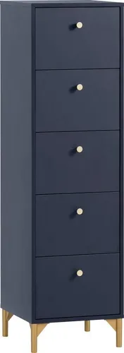 Schildmeyer Kommode Alfa, nachtblau, 5 Schubladen, 40 x 142 x 40 cm - Stilvolle Kommode in nachtblau mit 5 Schubladen für optimalen Stauraum. Robuste E1-Qualitäts-Spanplatte sorgt für Langlebigkeit. Ideal für jeden Wohnraum und Made in Germany.