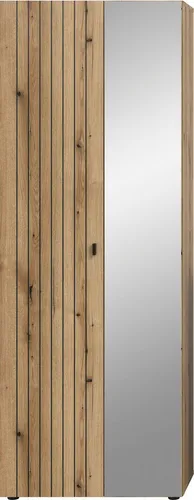 HOME AFFAIRE Garderobenschrank "TATIO" 192 cm mit Spiegeltür - Praktischer Garderobenschrank in Rillenoptik mit 5 Einlegeböden und Spiegeltür. Ideal für Ihre Flurgestaltung und bietet viel Stauraum bei kompakten Maßen.