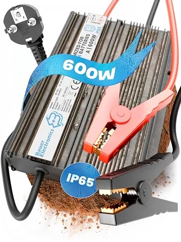 Bauer Electronics | 24V Batterie-Ladegerät LiFePO4 29,2V 20A 600W | Optimiert für Lithium-Eisenphosphat-Akku | Auto-Batterie Charger Wasserdicht KFZ