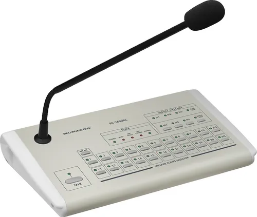 MONACOR PA-2400RC - ELA-Kommando-Tischmikrofon mit hochwertiger Audioqualität, ideal für Veranstaltungen und Konferenzen.