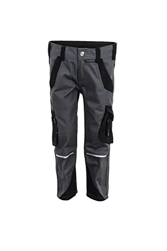 Planam Norit Kinder Junior Bundhose Schiefer schwarz Modell 6541 Größe 170/176 - Arbeitskleidung & Uniformen - Mit elastischen Einsätzen für perfekten Sitz und Bewegungsfreiheit. Robustes Mischgewebe mit verstärkten Stellen und praktischen Taschen für alle Bedürfnisse.