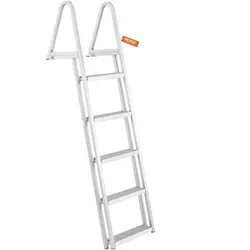VEVOR Badeleiter 5 Stufen abnehmbar 159kg Traglast - Leiter für den Wassersport, ideal für Boote und Docking. Mit rutschfester Gummiauflage für sicheren Halt und einer Tragkraft von bis zu 159 kg.