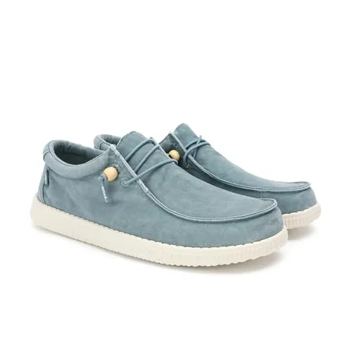 WALK IN PITAS | WP150 Washed | Herren Mokassins | Flache Slipper für Männer | Slip on Loafer | Sneakers | Schlupfschuhe | Freizeitschuhe | Walkinpitas Schuhe | Aqua 40