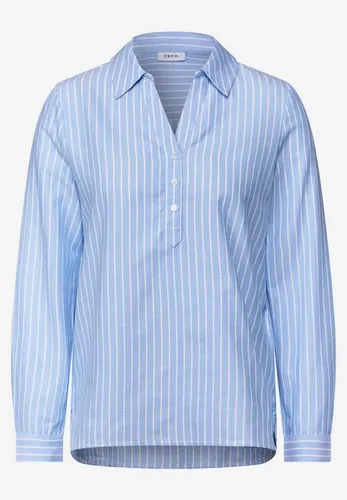CECIL Damen B345319 Gestreifte Oxford Bluse – Fresh Light Blue, M EU - Damenbluse mit Hemdkragen und dekorativer Knopfleiste, ideal für einen frischen Look. Aus reiner Baumwolle für höchsten Tragekomfort.
