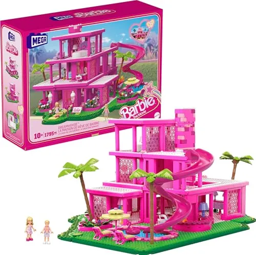 MEGA Barbie The Movie Puppenhaus - Traumvilla-Bauset für Sammler, 1.795 Bausteine, inklusive 4 Puppen und umfangreichem Zubehör