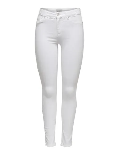Damen ONLY Skinny Fit Jeans - ONLBLUSH Life Röhrenjeans - Hochwertige Jeans im Skinny Fit aus super dehnbarem Denim für ultimativen Komfort. Mid Waist, Ankle Length mit rohem Saum, ideal für jeden Anlass.