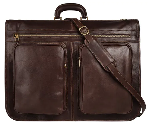 Piké Reisetasche aus echtem Leder, Made in Italy - Exklusive Reisetasche für Kleidung aus hochwertigem, vegetabilem Rindleder. Mit 2 Kleiderbügeln und 4 praktischen Reißverschlussfächern bietet sie perfekten Schutz und stilvollen Transport.