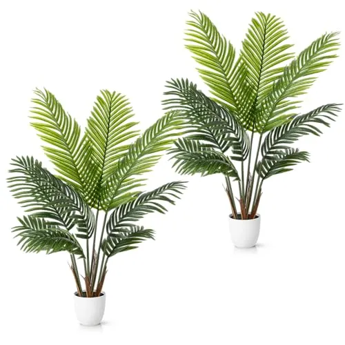 PASCH® 2 x Areca Kunstpalme groß (110cm) - Realistische Kunstpflanzen für ein stilvolles Ambiente - Hochwertige Kunstpalmen von PASCH, langlebig und pflegeleicht. Ideal für Wohnräume und Büros, schaffen sie ganzjährig eine entspannende Atmosphäre ohne Aufwand.
