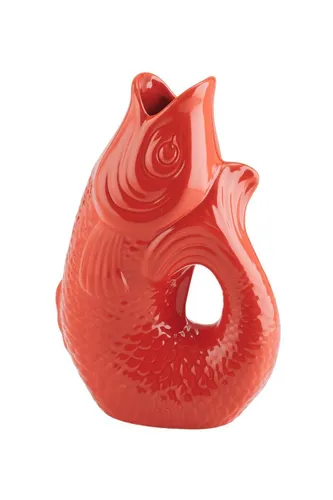 Giftcompany Dekovase Monsieur Carafon - Fisch Karaffe in Coral Red 1,2l - Dekovase aus Steingut in stilvollem Coral Red, ideal für kreative Tischdekorationen und als Blickfang in jedem Raum.