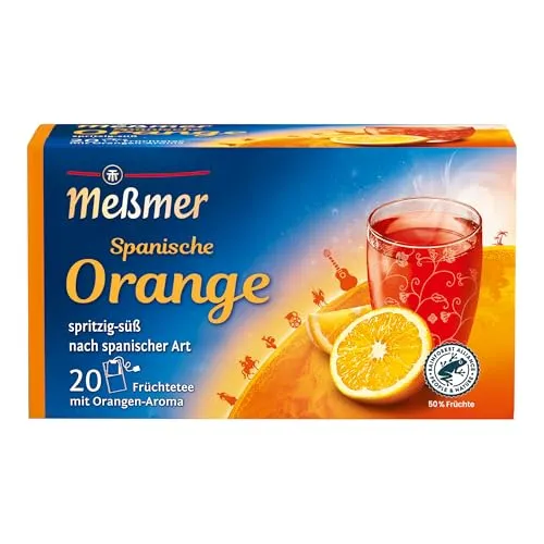 Meßmer Ländertee Spanische Orange | Früchtetee mit Orangen-Aroma - Früchte- & Kräutertee mit spritzig-süßem Orangen-Geschmack – ideal für Genussmomente. Entdecke den veganen, glutenfreien und laktosefreien Tee in praktischen 20 Teebeuteln.