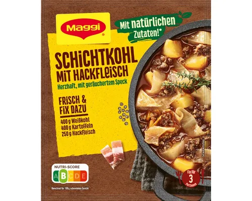 Maggi Fix für Schichtkohl mit Hackfleisch und geräuchertem Speck 31g - Fertigsauce für herzhaften Schichtkohl, ideal für schnelle und leckere Familiengerichte, einfach zuzubereiten und voller Geschmack.