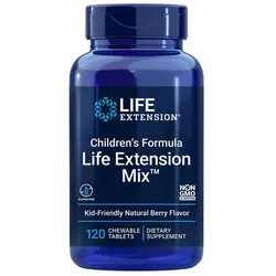 Life Extension Children's Formula Life Extension Mix(TM) (120 Kautabletten) - Nahrungsergänzungsmittel für Kinder, unterstützt gesundes Wachstum mit 18 wichtigen Vitaminen und Mineralstoffen in schmackhaften, glutenfreien Kautabletten mit Beerengeschmack.