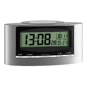 TFA digitaler Funkwecker 98.1071 - silber, präzise Zeitansage und moderne Design für Ihr Schlafzimmer