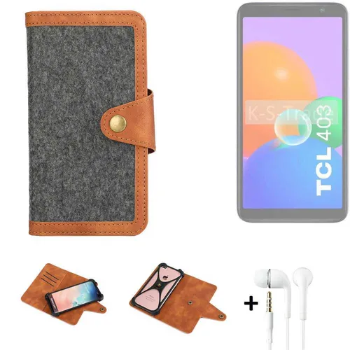 Schutz-Hülle + Kopfhörer für TCL 403 Handy-Hülle, dunkelgrau