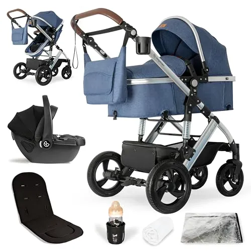 bergsteiger Kombi-Kinderwagen Nizza 3 in 1 - Vielseitiger Kinderwagen mit Auto-Babyschale und optionaler Isofix Station, ideal für Eltern, die Flexibilität und Sicherheit schätzen.